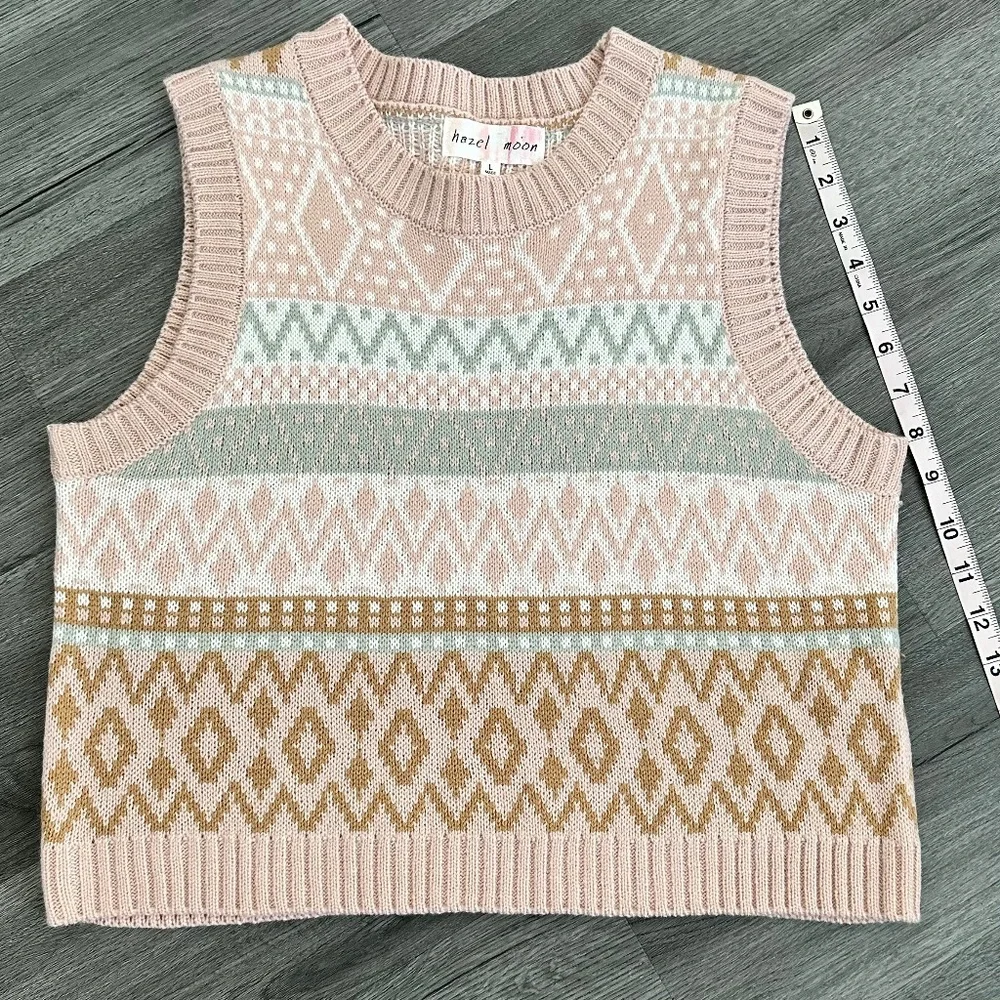 Hazel Moon Sweater Vest Knit Top Pink - Picture 8 of 10